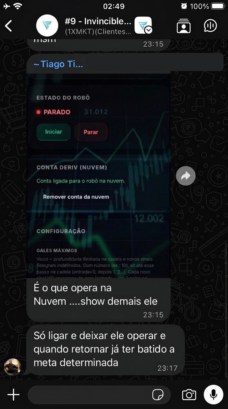 Depoimento de membro sobre a operação na nuvem