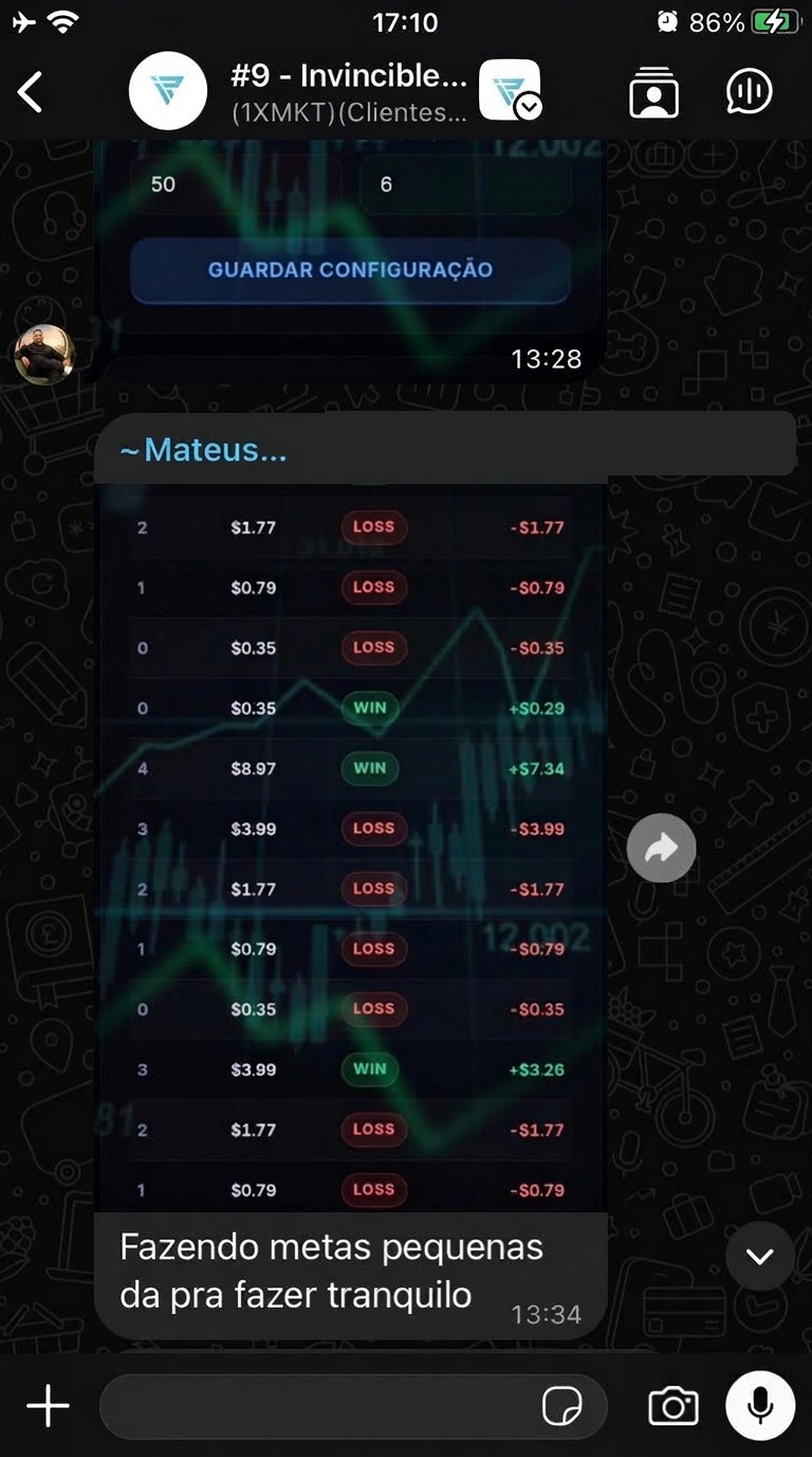 Depoimento de membro sobre bater metas com o robô